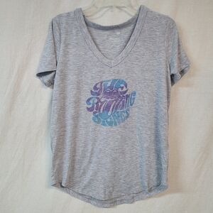 Rolling Stones Gray V-Neck T-Shirt, Womens XS